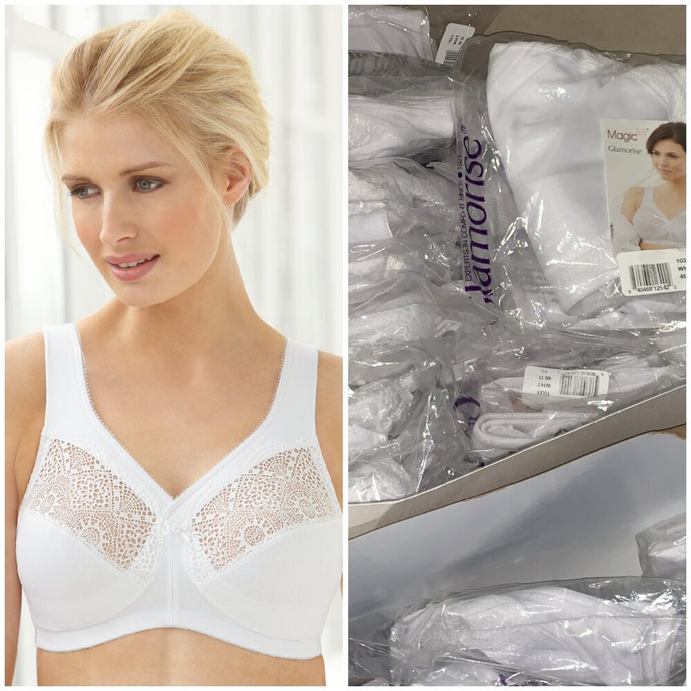 Glamorise Bra 50F Comfort & Support (WIDE-STRAPS) ~35% Cotton White NEW SEALED